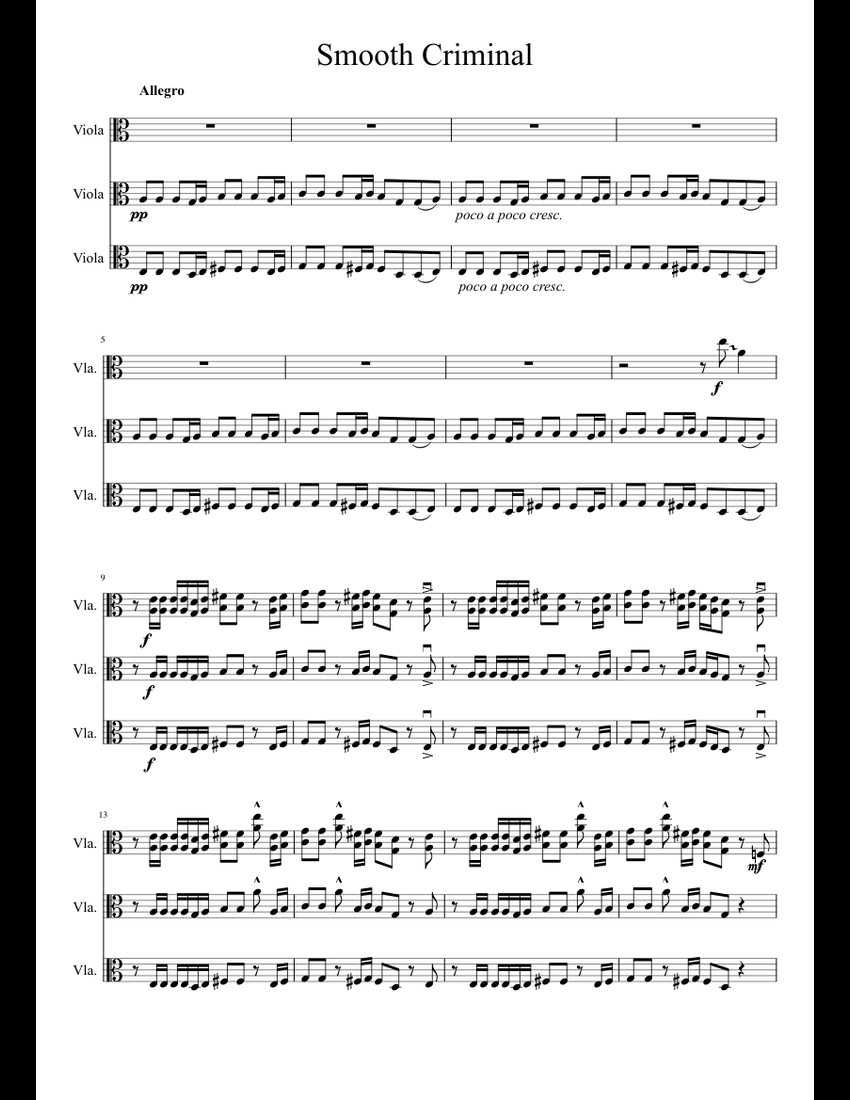Smooth Criminal sheet music for Viola download free in PDF or MIDI