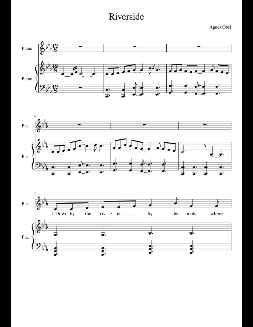 Riverside - Agnes Obel sheet music for Piano download free in PDF or MIDI