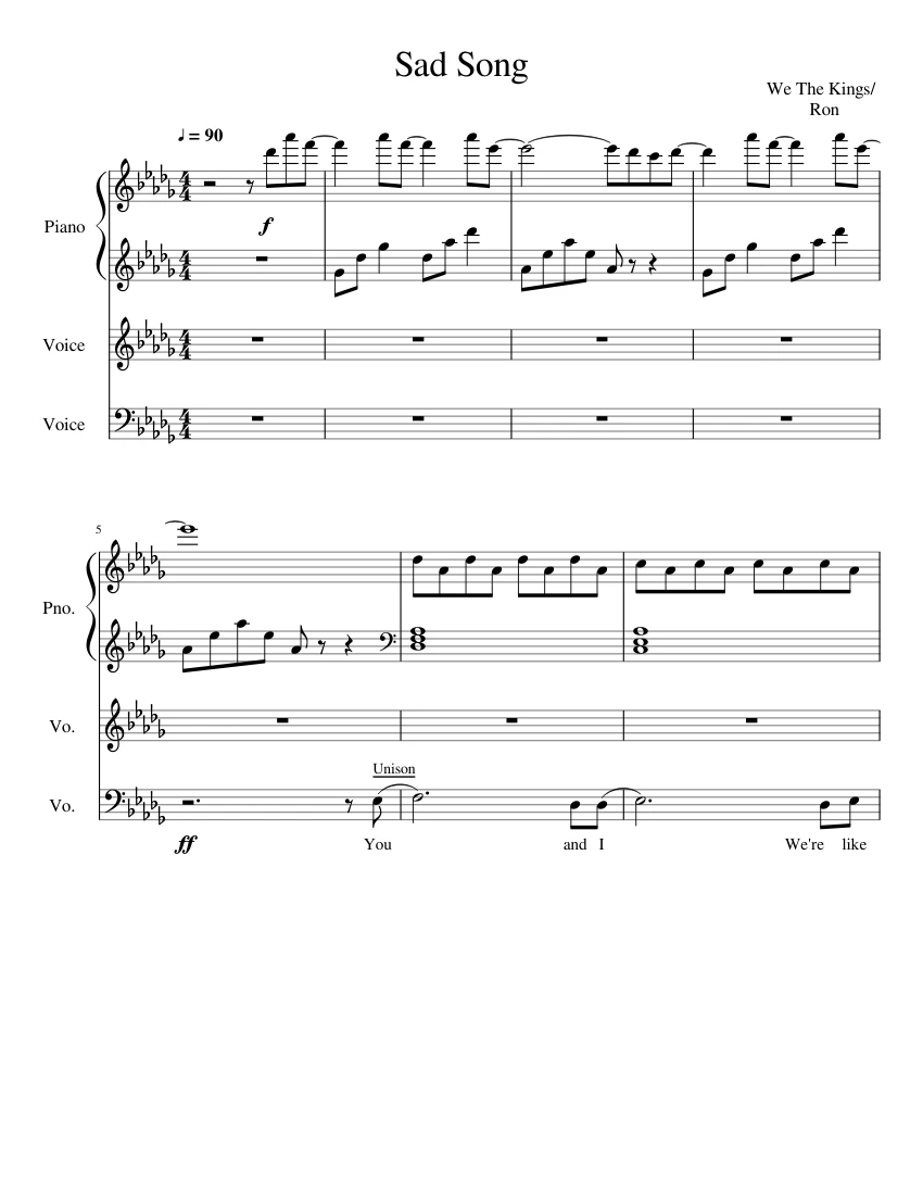 Sad Song Sheet Music For Percussion Synthesizer Bass Download
