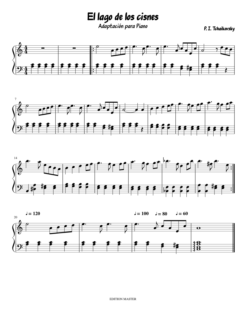 El lago de los cisnes sheet music for Piano download free in PDF or MIDI