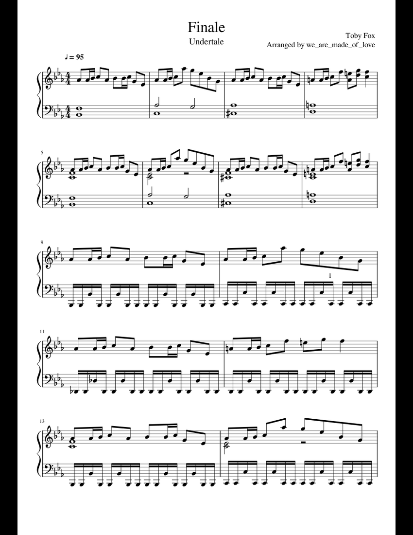 Finale Undertale sheet music for Piano download free in PDF or MIDI