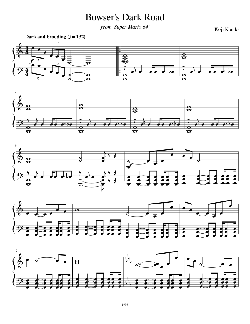 Bowser's Dark Road Sheet music for Piano Download free in PDF or MIDI