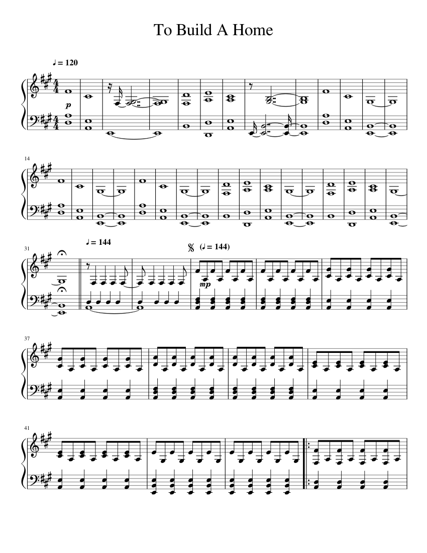 To Build A Home Sheet music for Piano (Solo) | Musescore.com