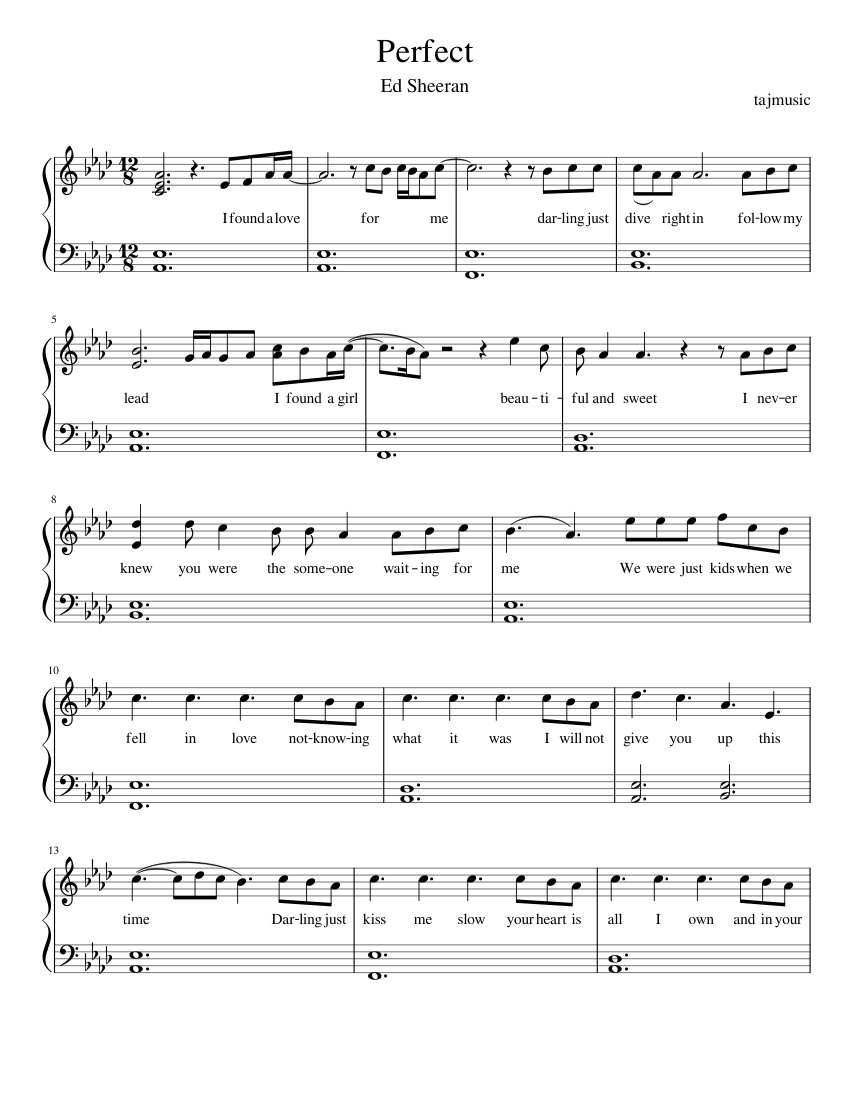 Perfect- Ed Sheeran Sheet music for Piano | Download free in PDF or