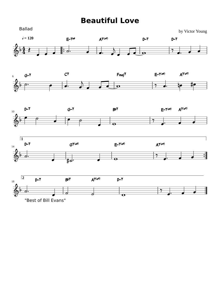 Beautiful Love Sheet music for Piano | Download free in PDF or MIDI