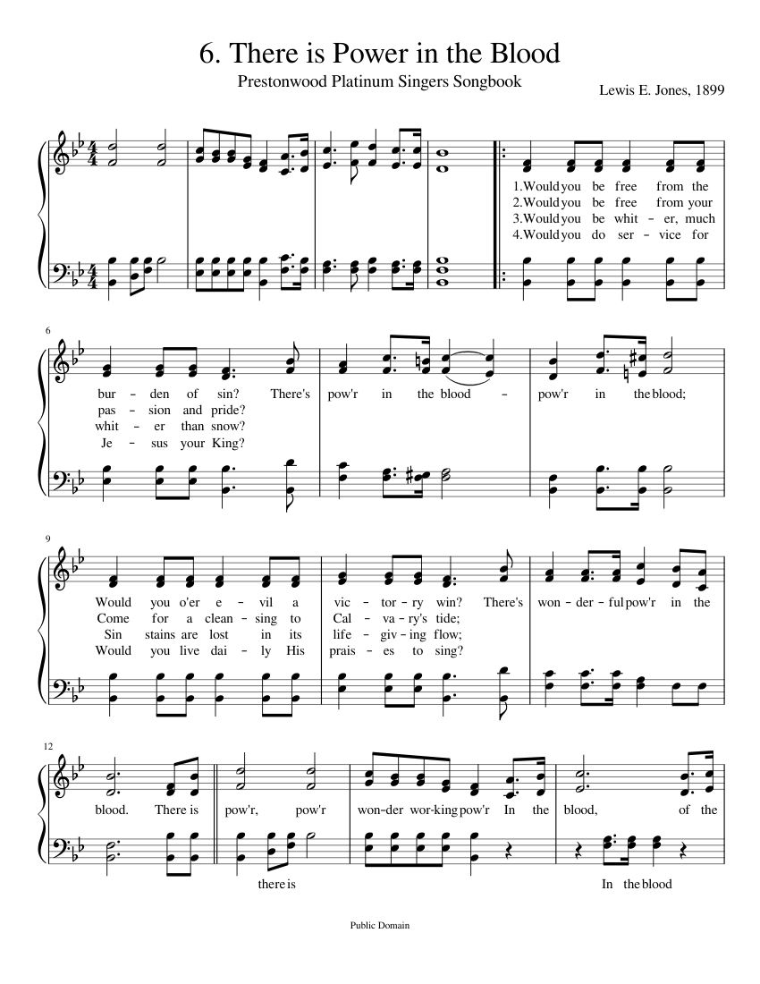 6 There is Power in the Blood Sheet music for Piano (SATB) | Musescore.com
