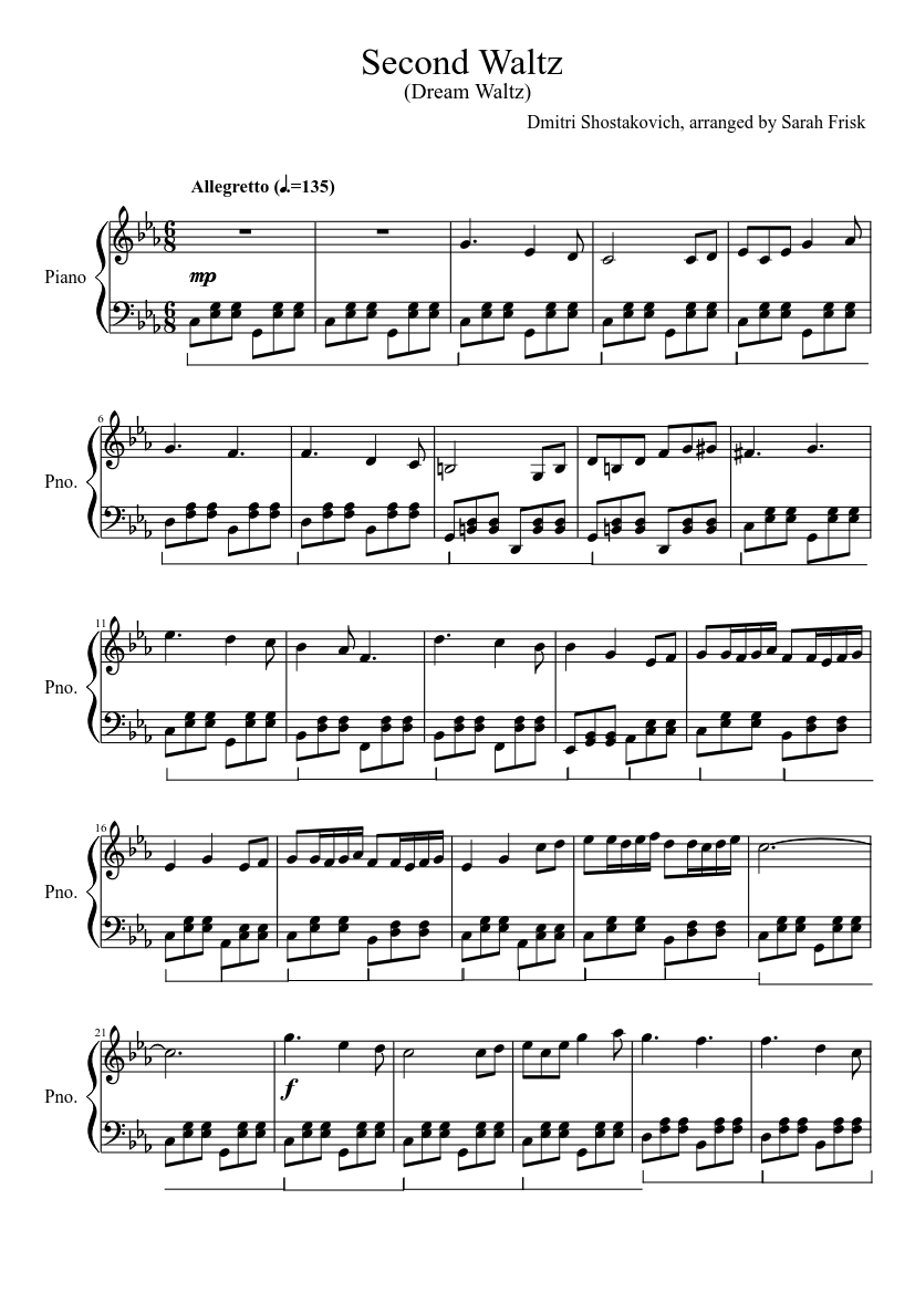 Second Waltz sheet music for Piano download free in PDF or MIDI