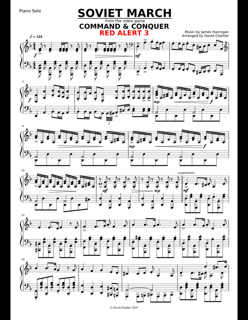 Command & Conquer Red Alert 3 Soviet March (advanced piano solo