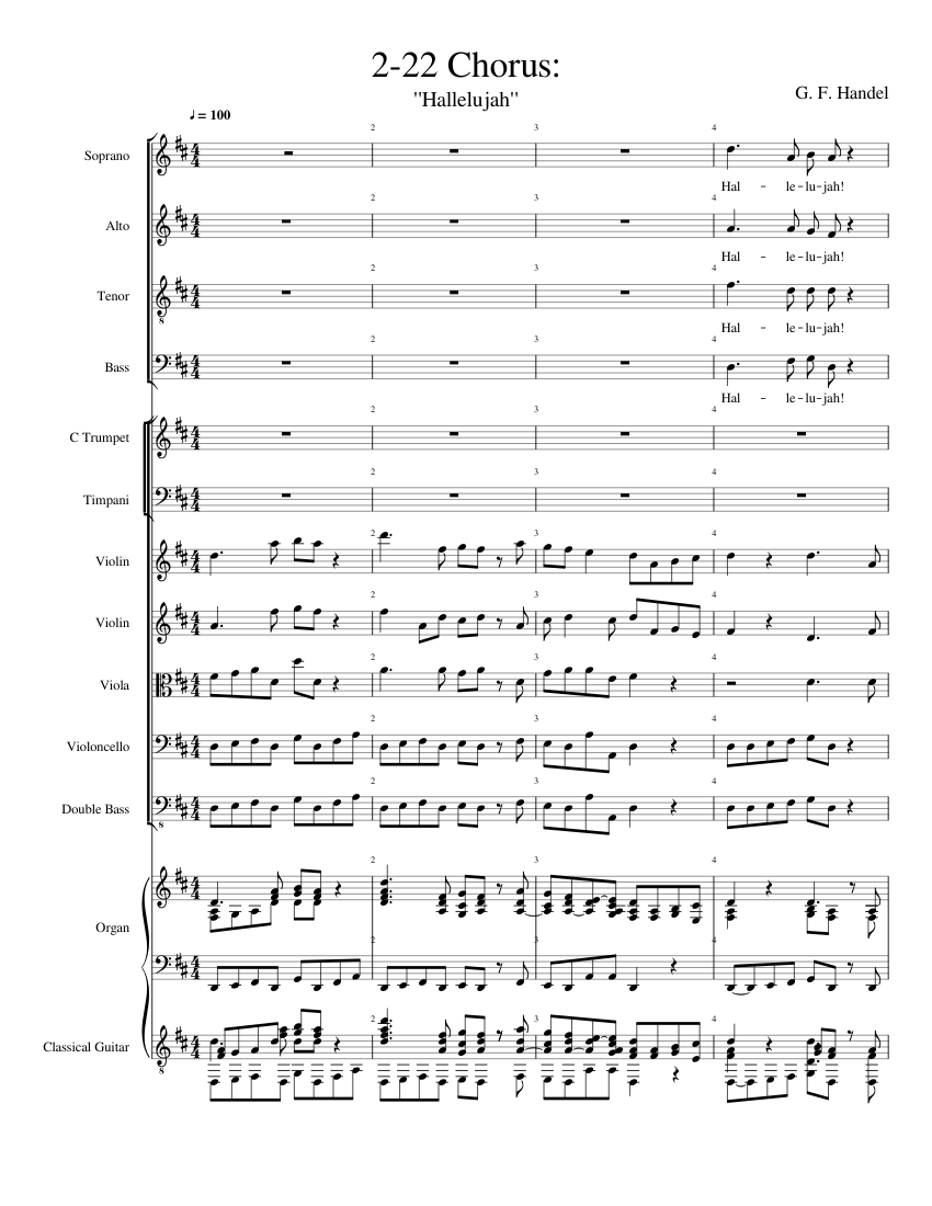 "Hallelujah" Sheet music for Violin, Cello, Soprano, Tenor & more