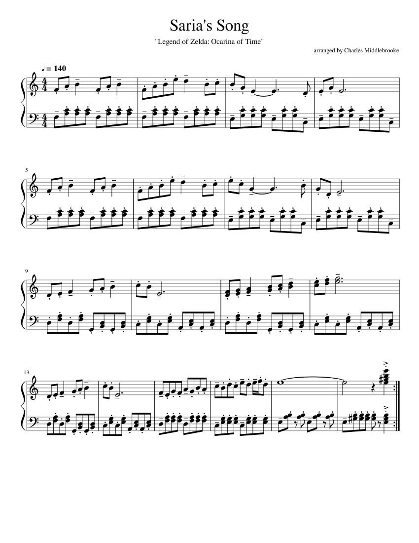 Saria s Song sheet music for Piano download free in PDF or MIDI