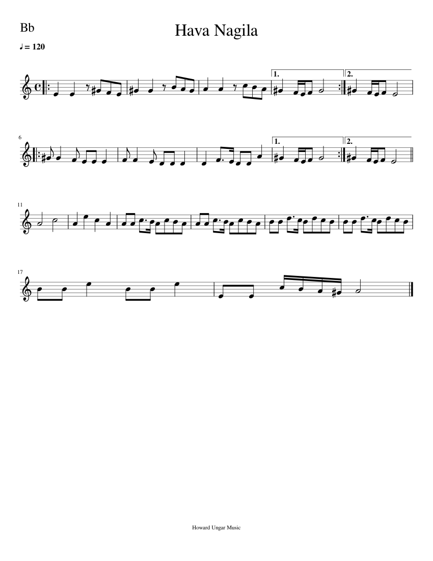 Hava Nagila sheet music for Clarinet download free in PDF or MIDI