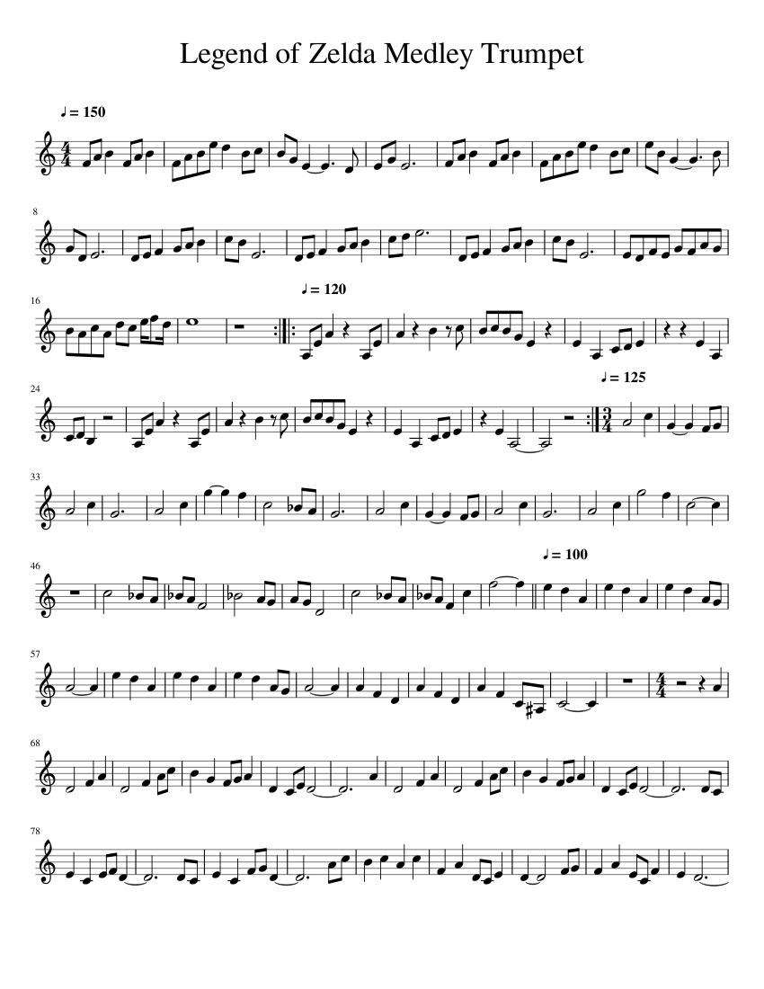 Legend of Zelda Medley Trumpet sheet music for Piano download free in