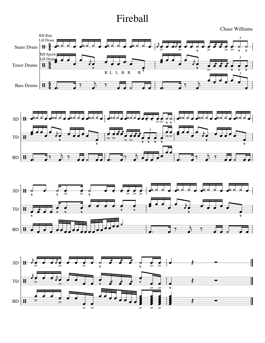 Fireball sheet music for Percussion download free in PDF or MIDI