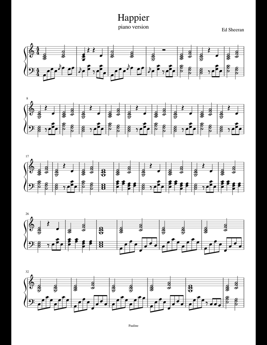 Happier sheet music for Piano download free in PDF or MIDI