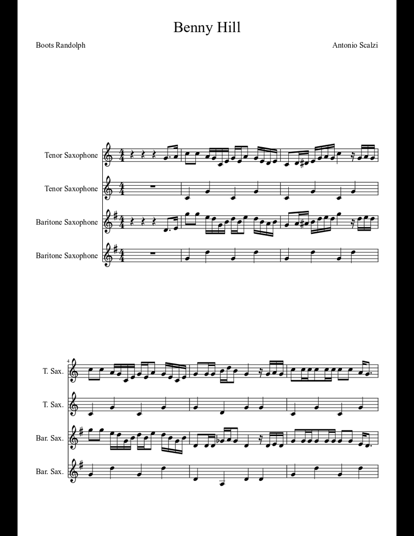 Benny Hill Theme sheet music download free in PDF or