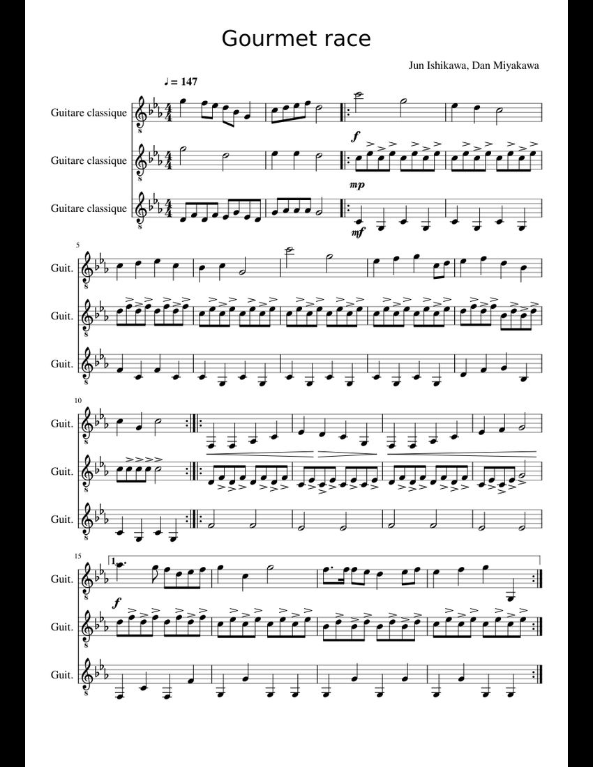 Gourmet Race Sheet Music For Guitar Download Free In PDF Or MIDI