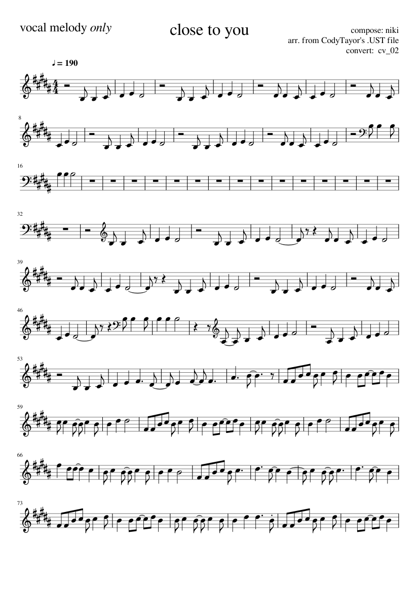 Close To You Sheet Music For Piano Solo Musescore Com