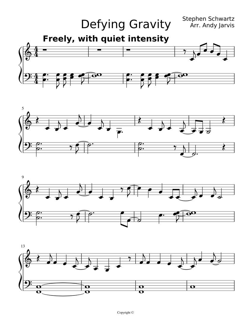Defying Gravity sheet music download free in PDF or MIDI