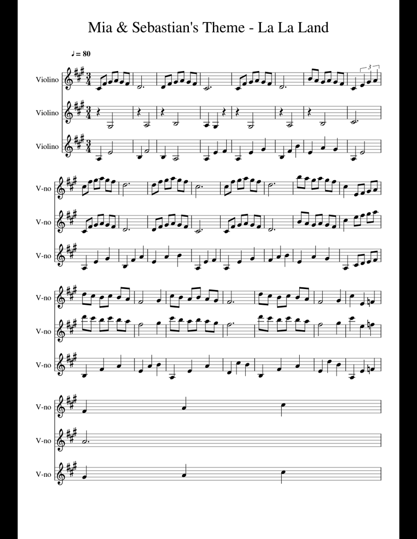 Mia & Sebastian's Theme - La La Land sheet music for Violin download
