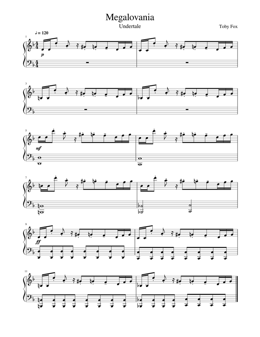 Megalovania Sheet music for Piano Download free in PDF or MIDI