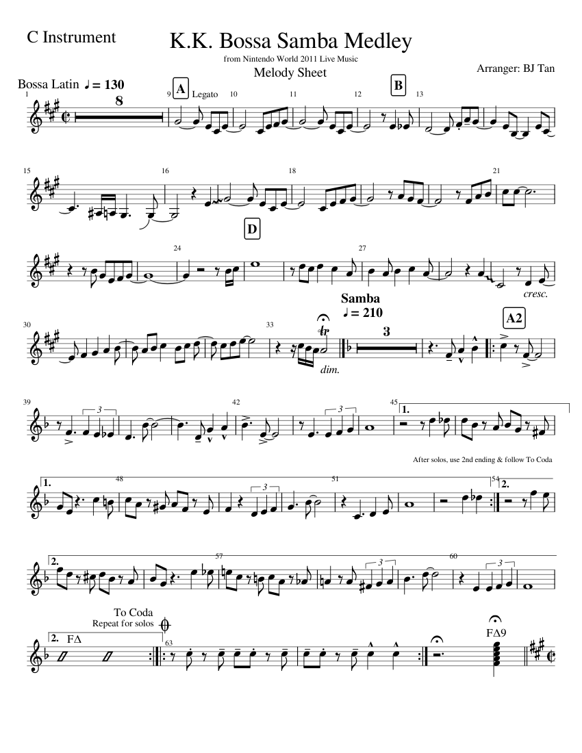 K.K. Bossa Samba Medley sheet music for Piano download ...