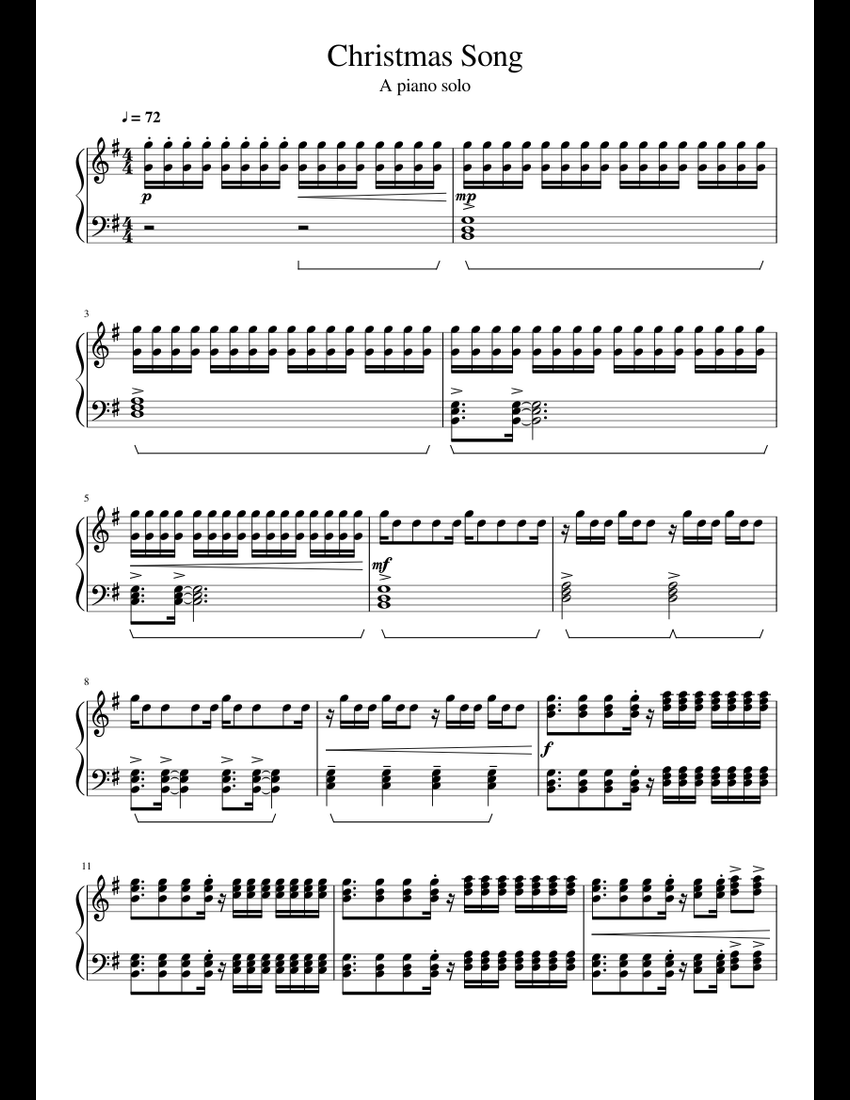 Christmas Song sheet music for Piano download free in PDF or MIDI