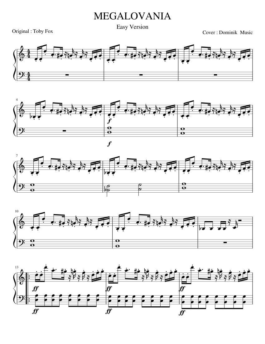 MEGALOVANIA Easy Mode Sheet music for Piano | Download free in PDF or MIDI | Musescore.com