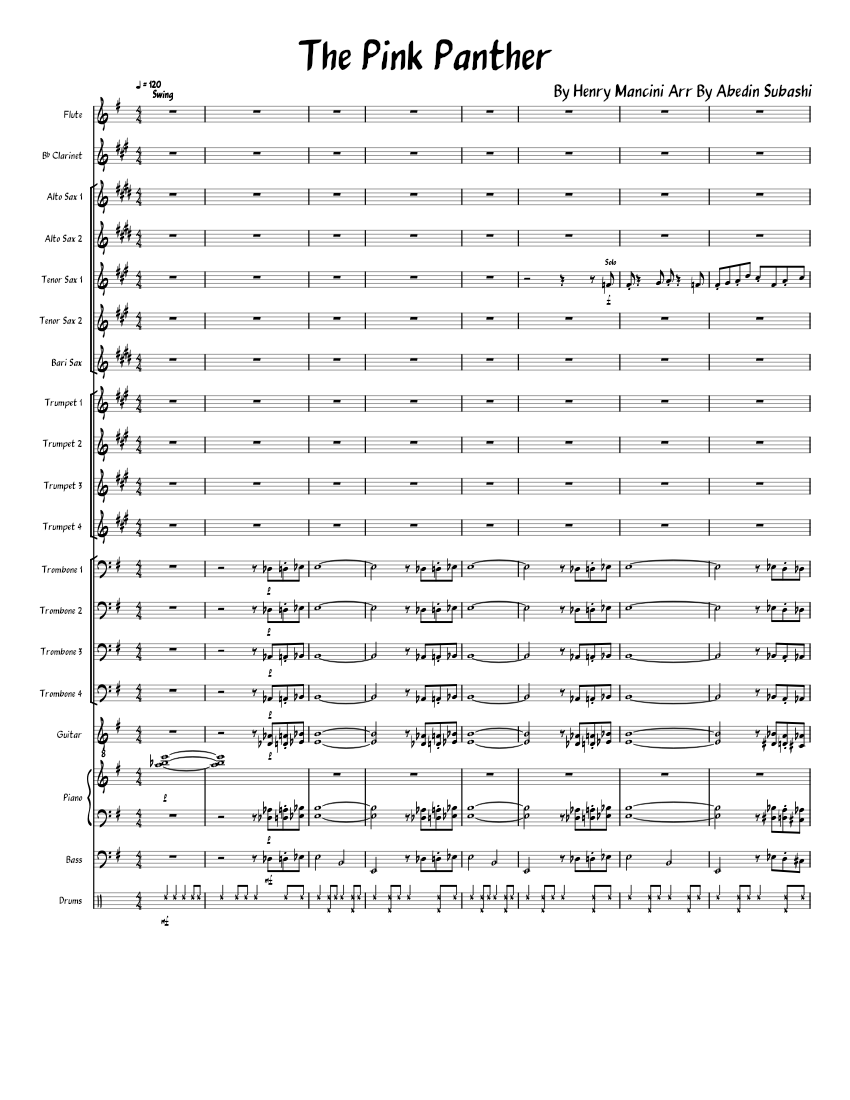 The Pink Panther-Jazz Band Arrangement Sheet music for Piano, Trumpet ...