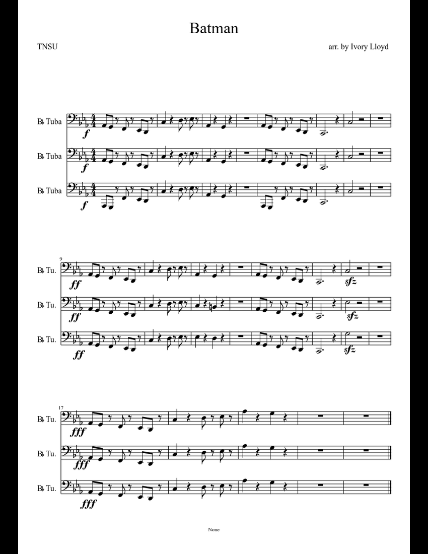 Batman sheet music download free in PDF or MIDI