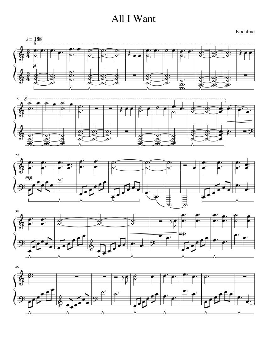 All I Want Sheet music for Piano (Solo) | Musescore.com