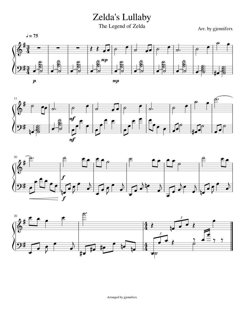 Zelda's Lullaby (Piano) sheet music for Piano download free in PDF or MIDI