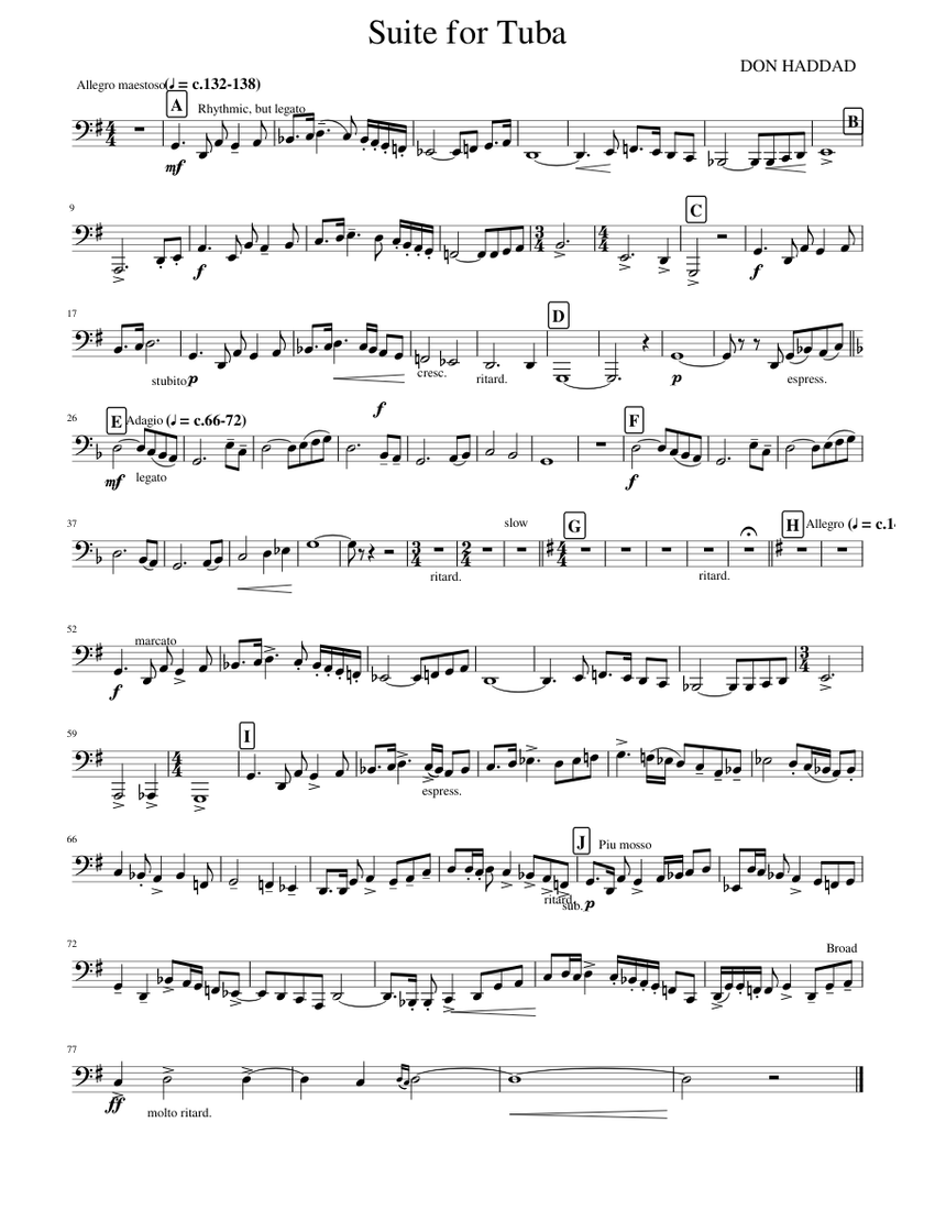 Suite for tuba Bb Sheet music for Tuba (Solo) | Musescore.com