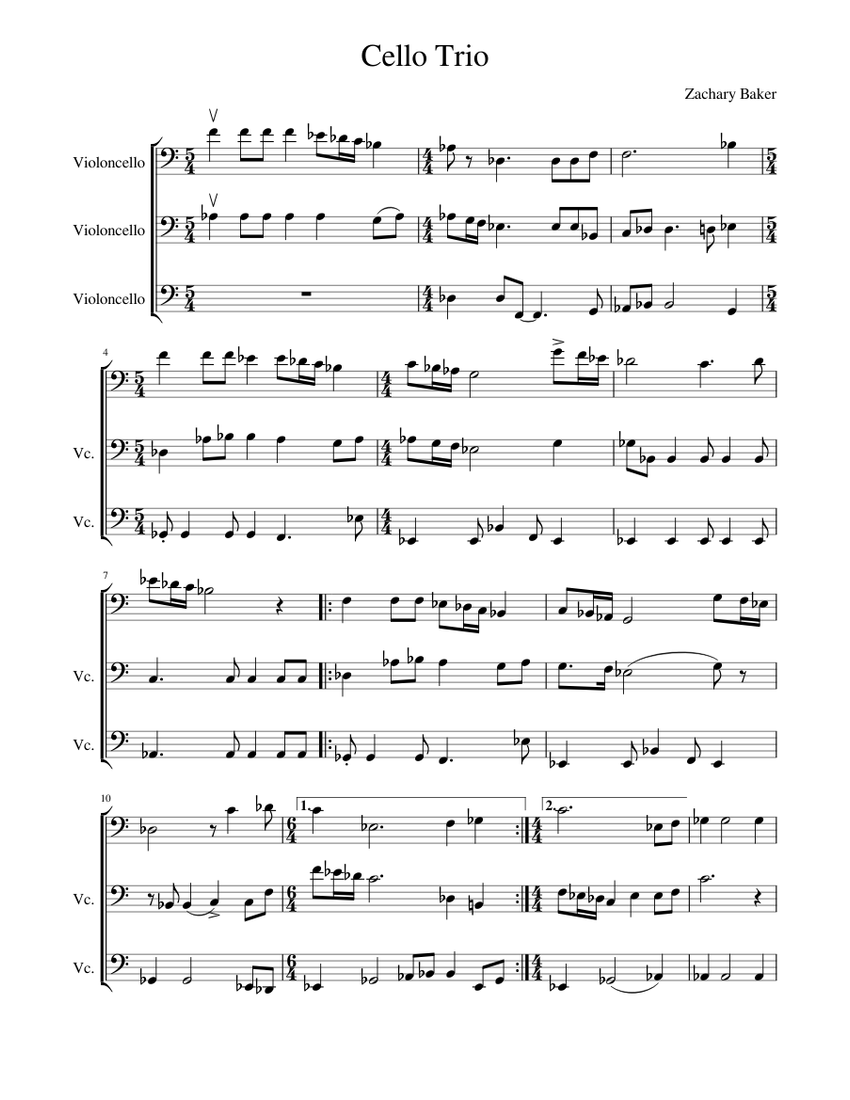 Cello Trio Sheet music for Cello (Mixed Trio) | Musescore.com