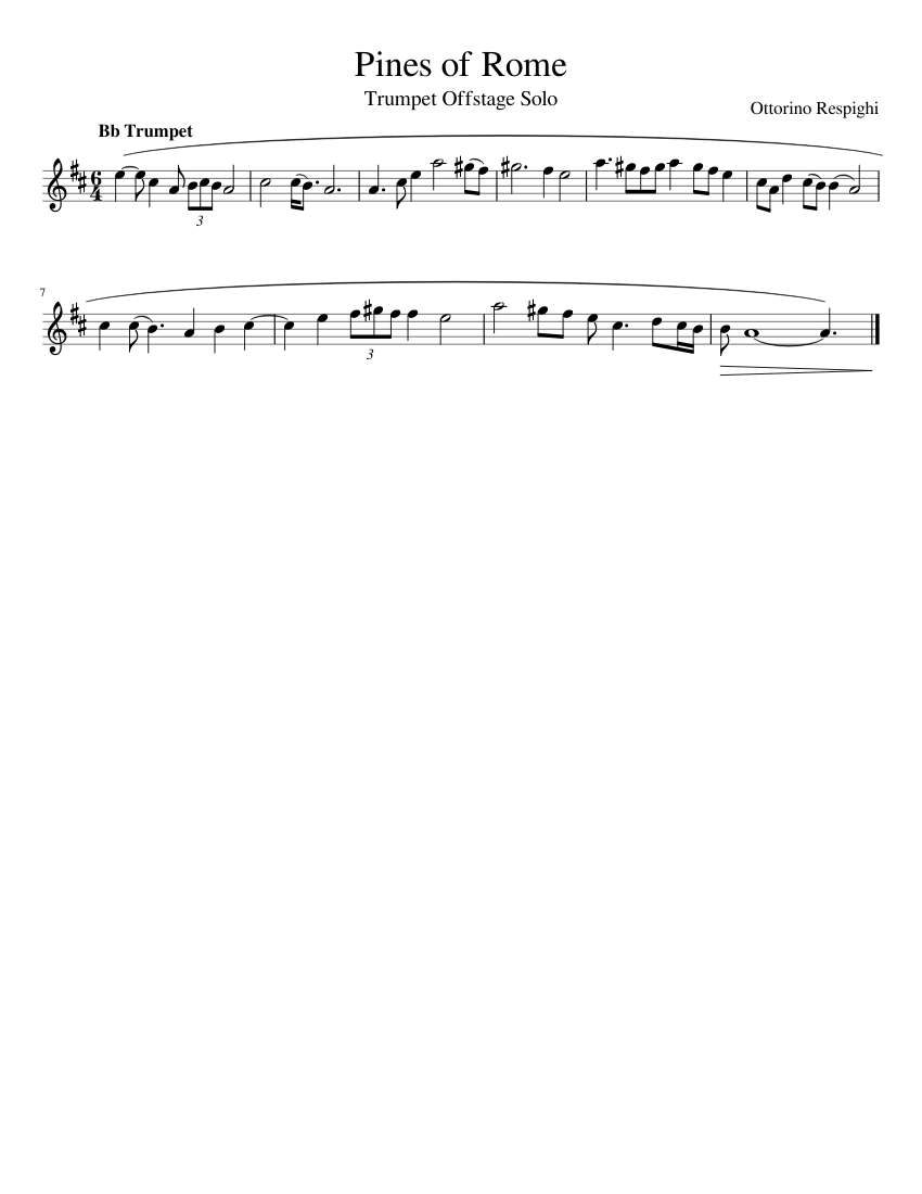 Pines of Rome sheet music for Trumpet download free in PDF or MIDI