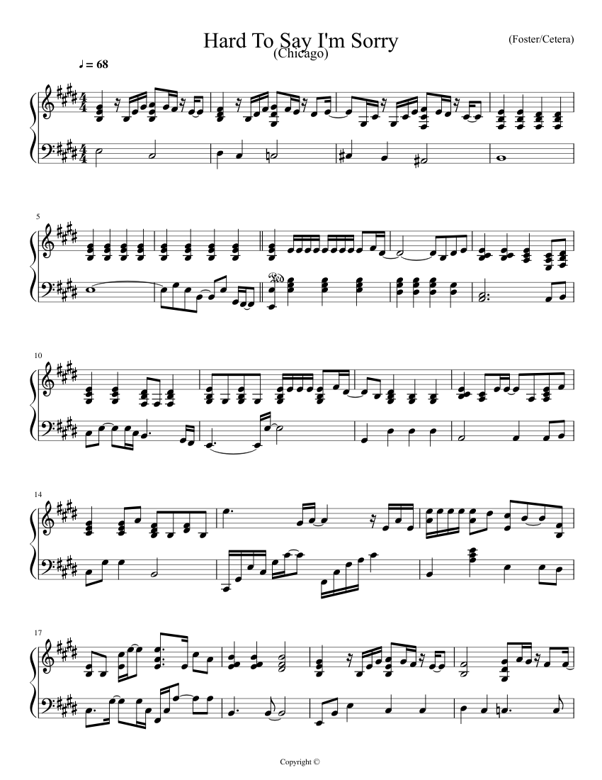 Hard To Say I'm Sorry Sheet music for Piano (Solo) | Musescore.com