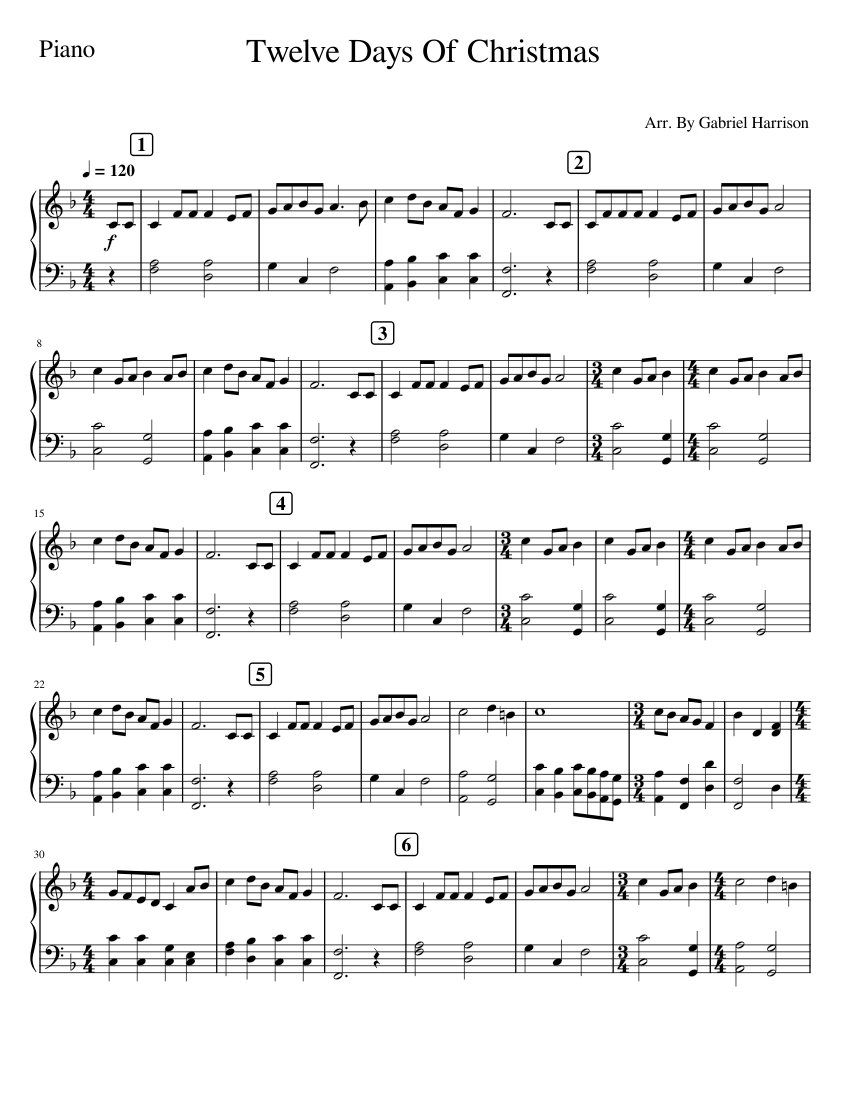 Twelve Days Of Christmas sheet music download free in PDF or MIDI