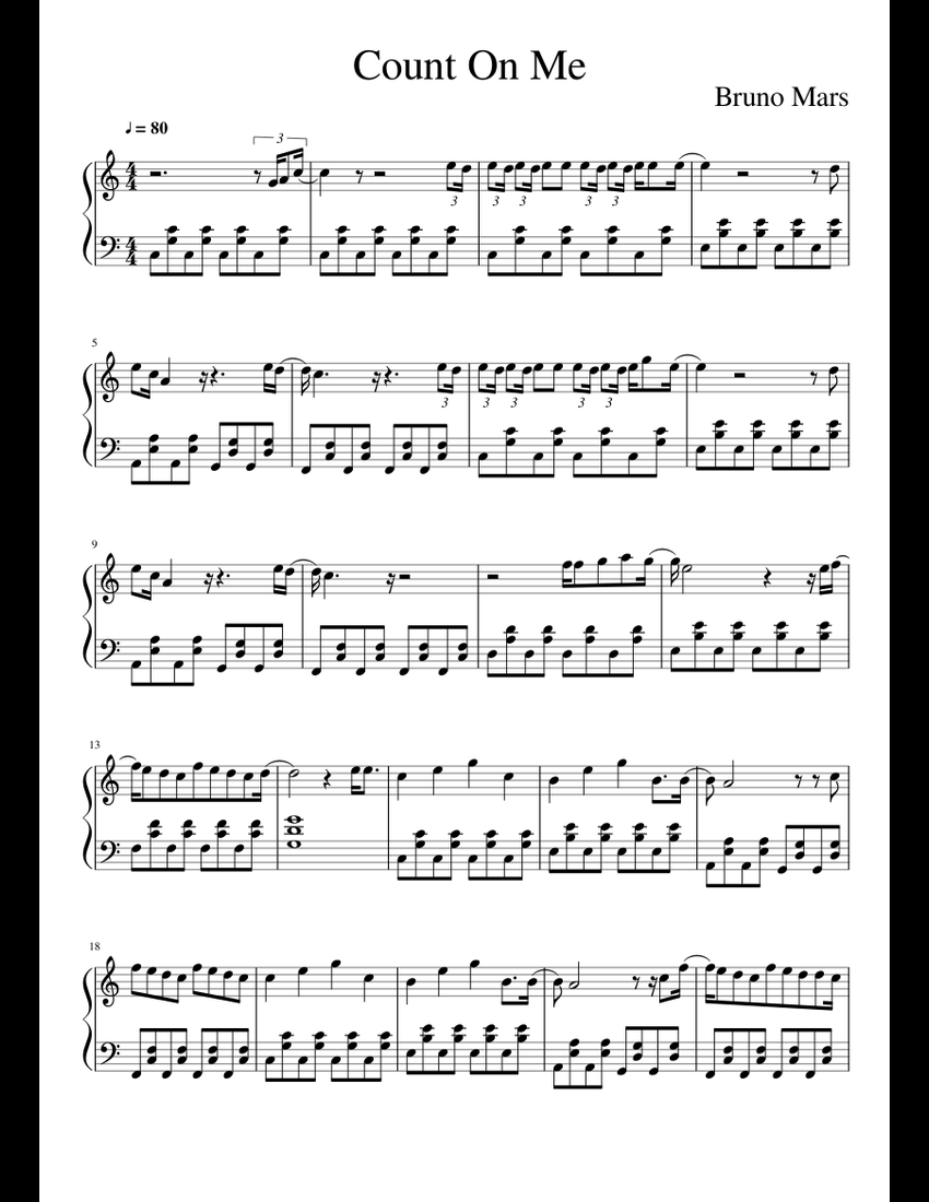 Count On Me sheet music for Piano download free in PDF or MIDI
