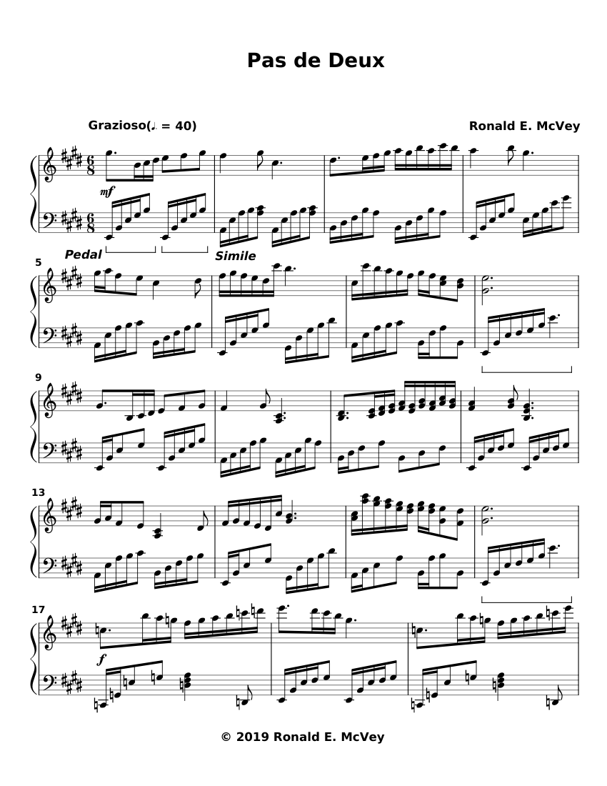 Pas de Deux sheet music for Piano download free in PDF or MIDI