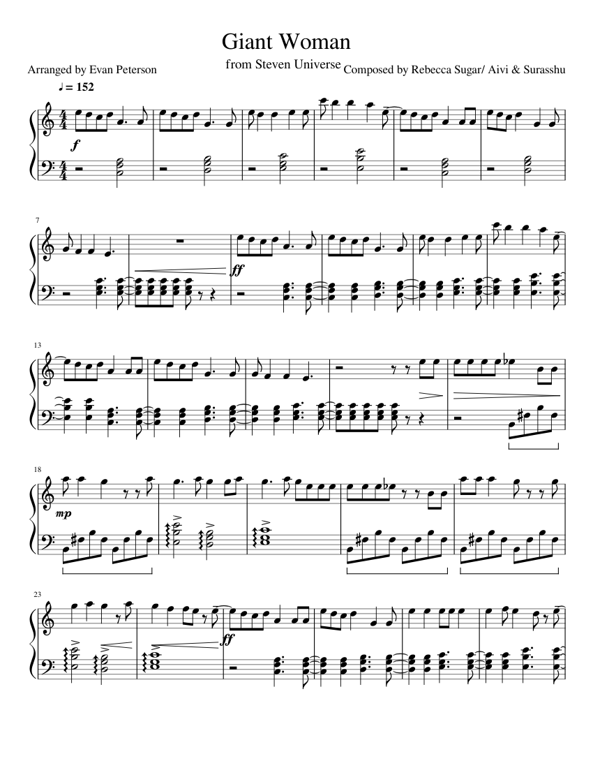 Giant Woman Sheet music for Piano | Download free in PDF or MIDI ...