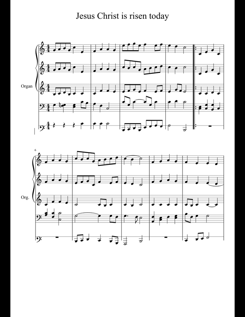 Jesus Christ Is Risen Today Sheet Music For Organ Download Free In PDF Jesus christ is risen today sheet music for organ download free in pdf