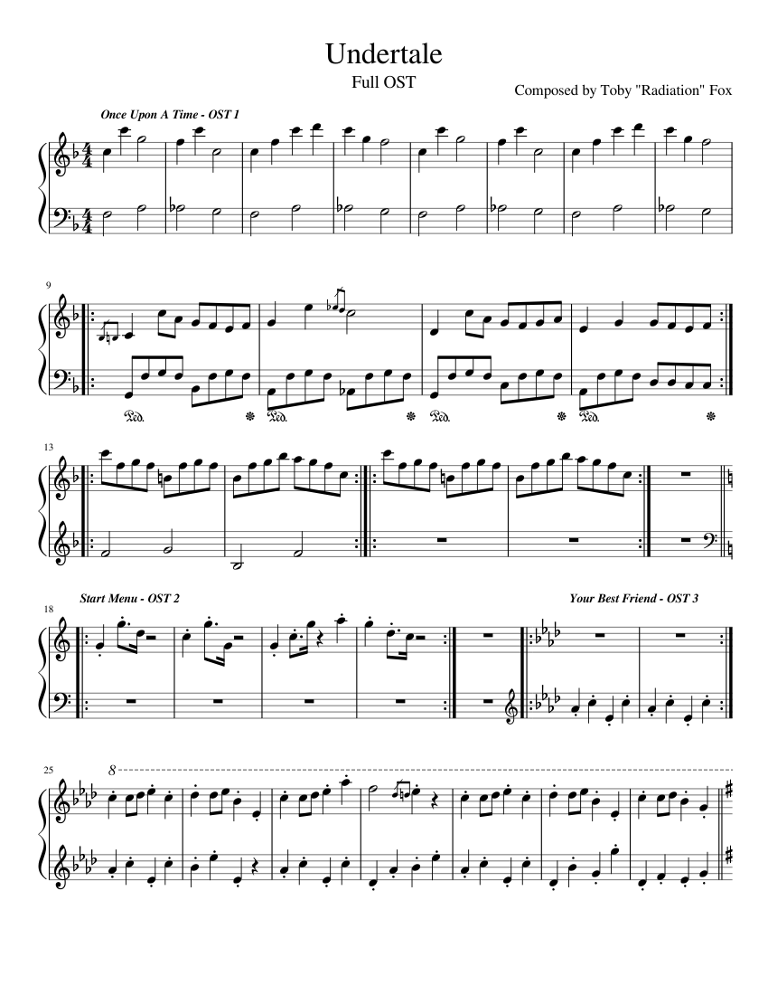 Undertale Full Ost Sheet Music For Piano Download Free In Pdf