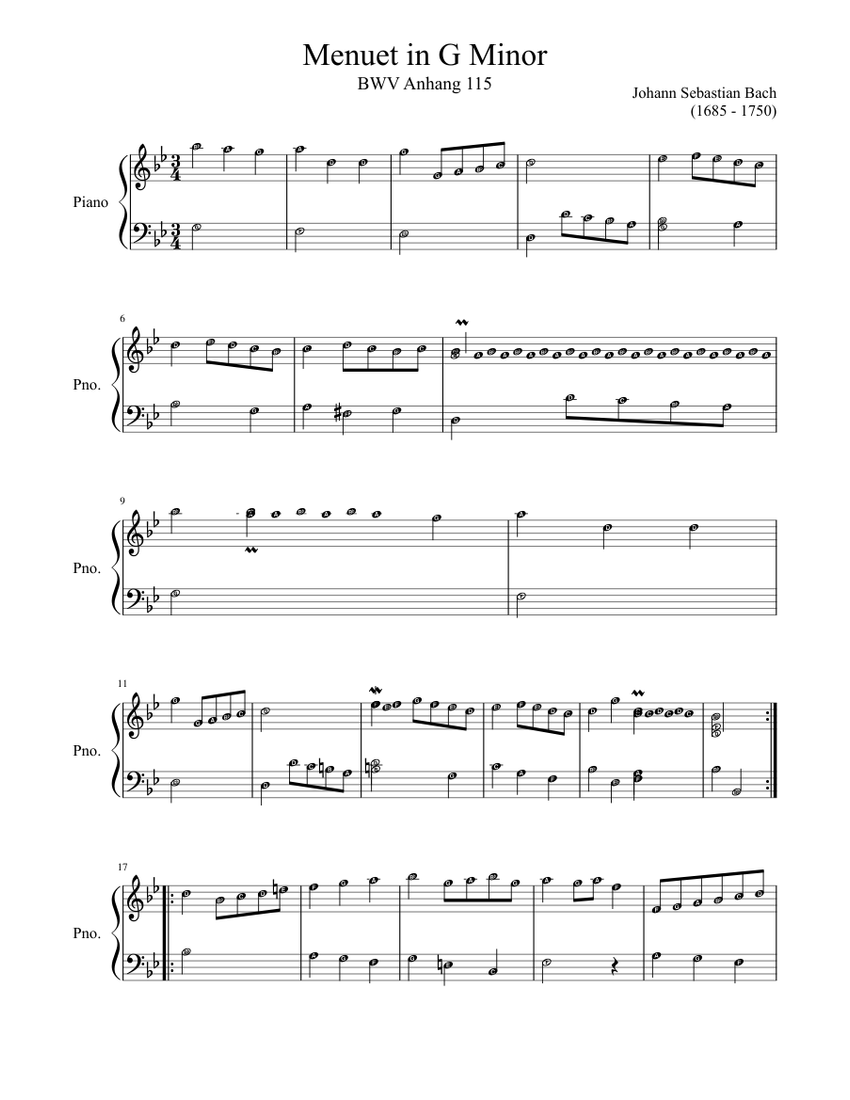 Minuet_in_G_Minor Sheet music for Piano (Solo) | Musescore.com