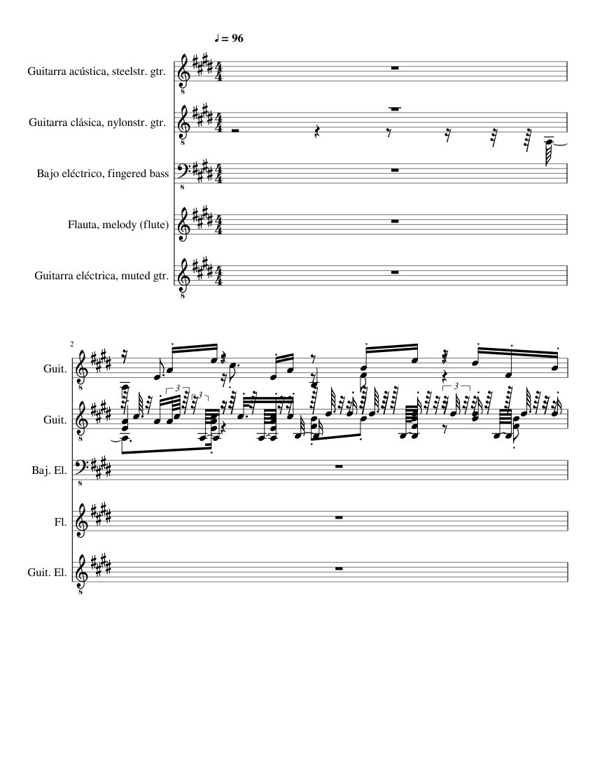 SANTO - GEN ROSSO & VERDE - MUSICA sheet music for Flute ...