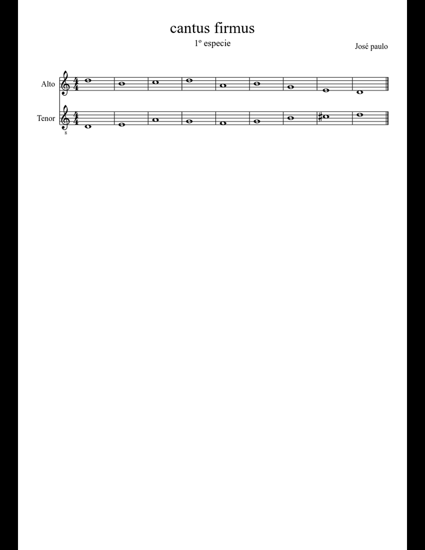 Cantus firmus sheet music for Voice download free in PDF or MIDI