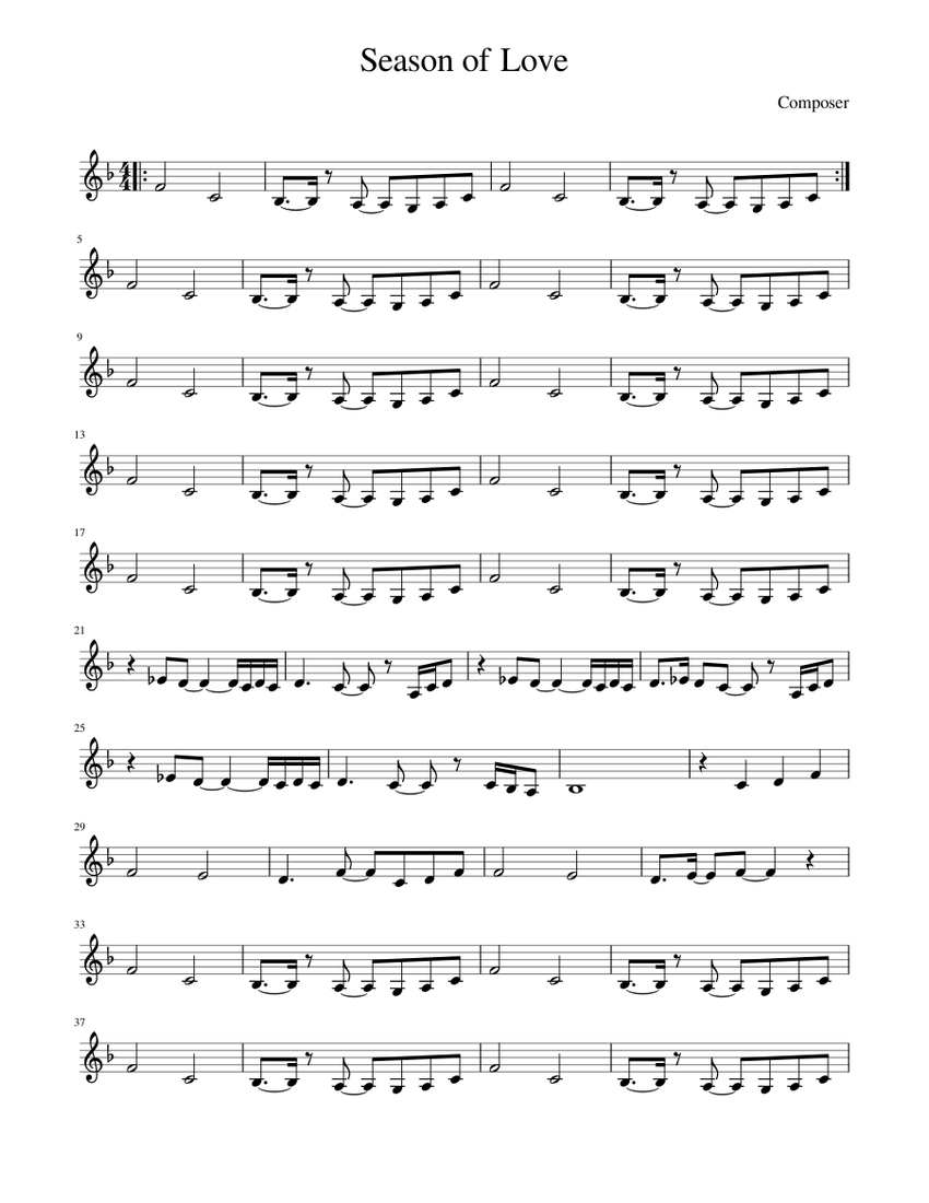 Season of Love Sheet music for Piano | Download free in PDF or MIDI ...