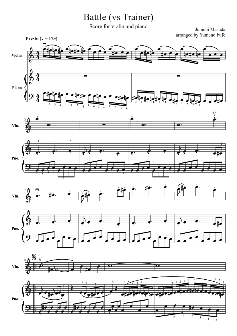 Battle Vs Trainer From Pokemon Red And Blue Sheet Music For Violin Piano Download Free In Pdf Or Midi Musescore Com