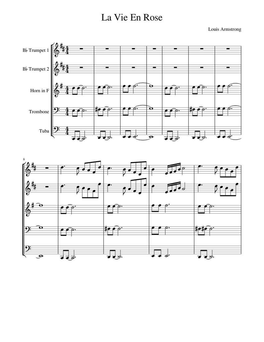 La Vie En Rose Sheet music for Trumpet, French Horn, Trombone, Tuba