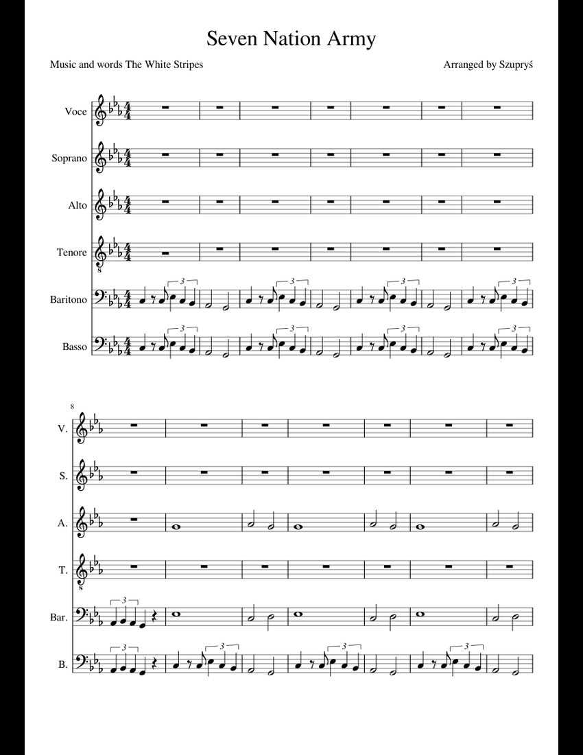 Seven Nation Army sheet music for Piano, Brass Ensemble download free