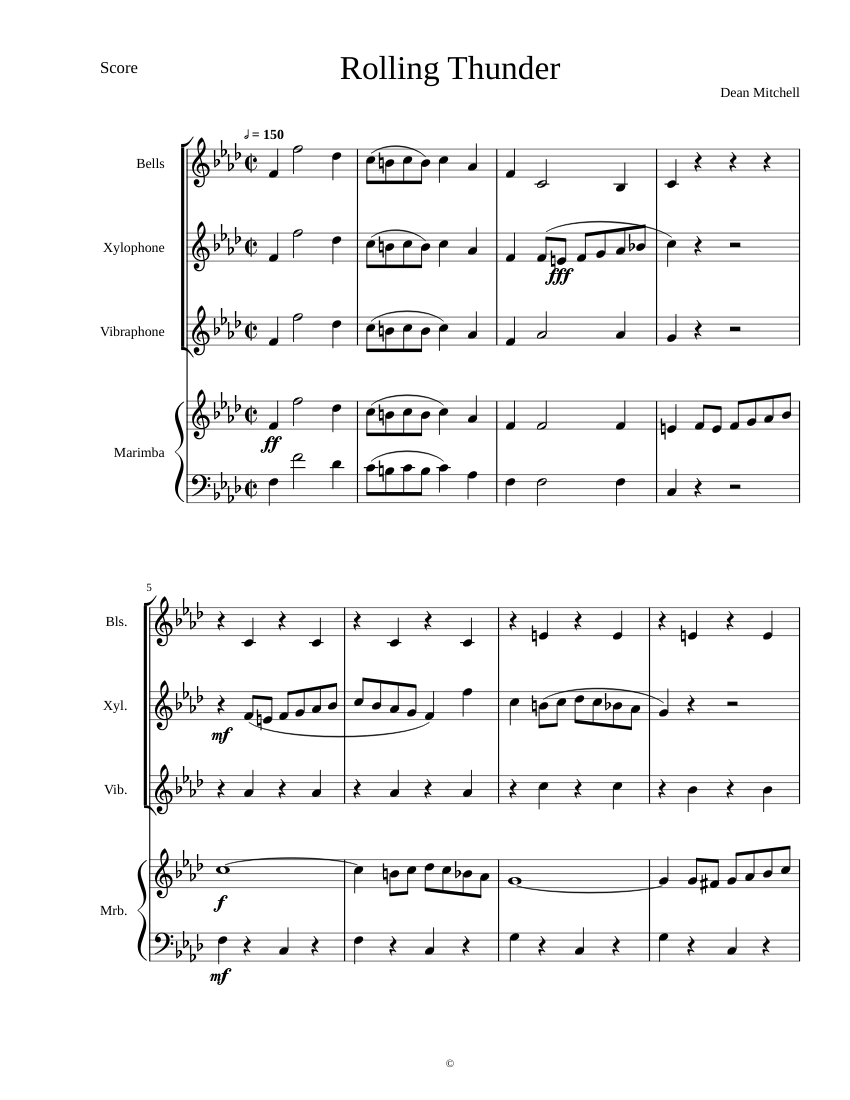 Rolling Thunder Sheet Music For Percussion Download Free In PDF Or MIDI