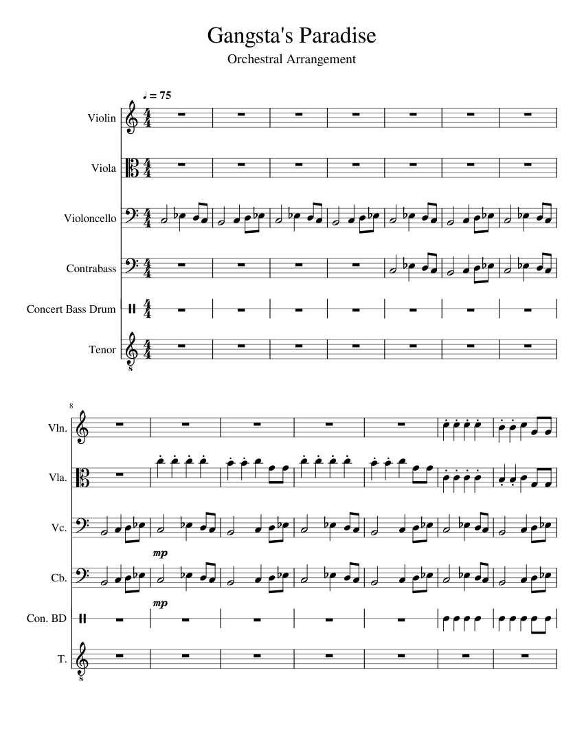 Gangsta's Paradise Orchestral Remix sheet music for Violin, Viola